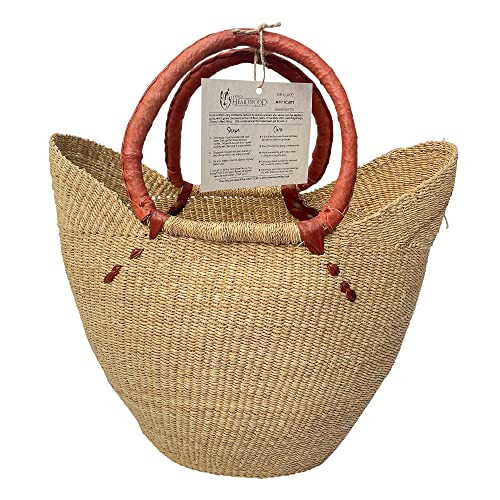 Deluxe Natural African U-Shape Shopping Basket - Large 18"